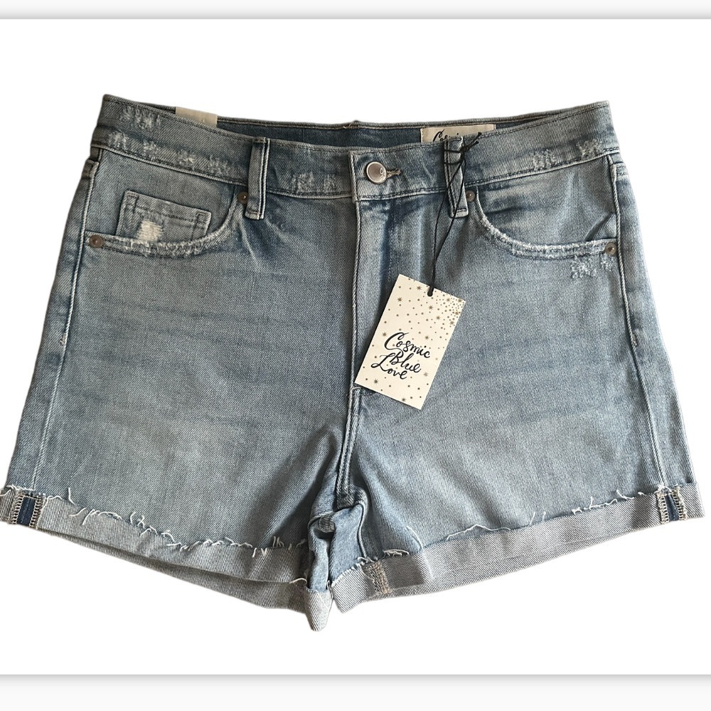 Cosmic Blue Love Jean Shorts Size 28 MSRP- $54
